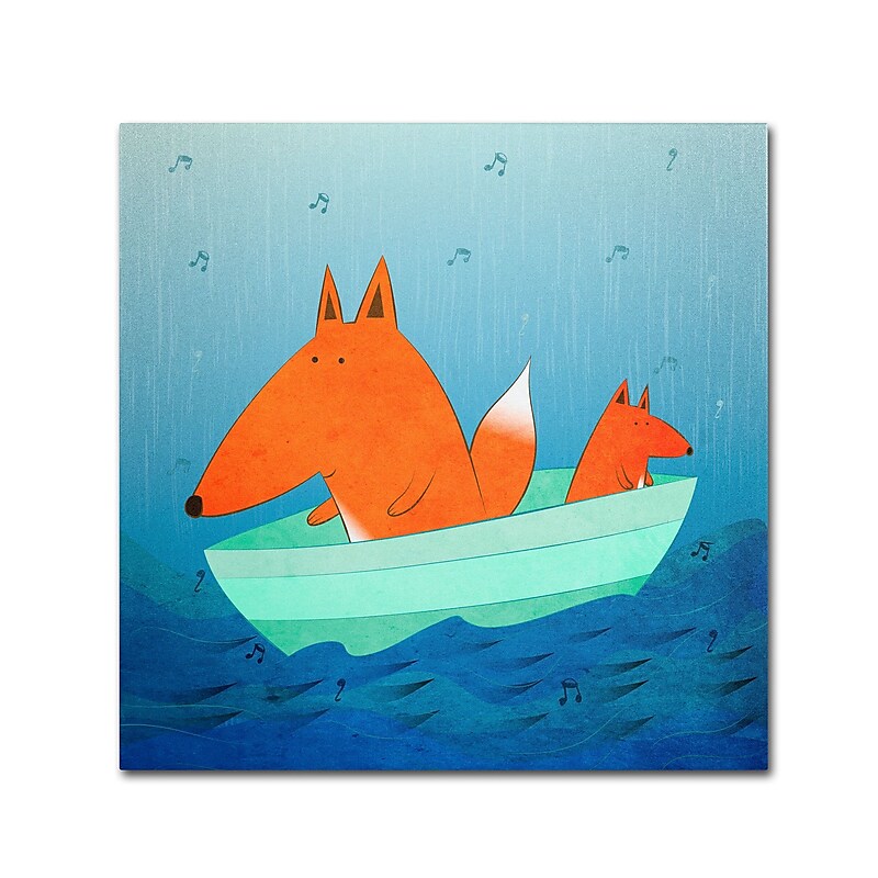 Trademark Carla Martell "Fox in a Boat" Gallery-Wrapped Canvas Art, 14" x 14" image 1