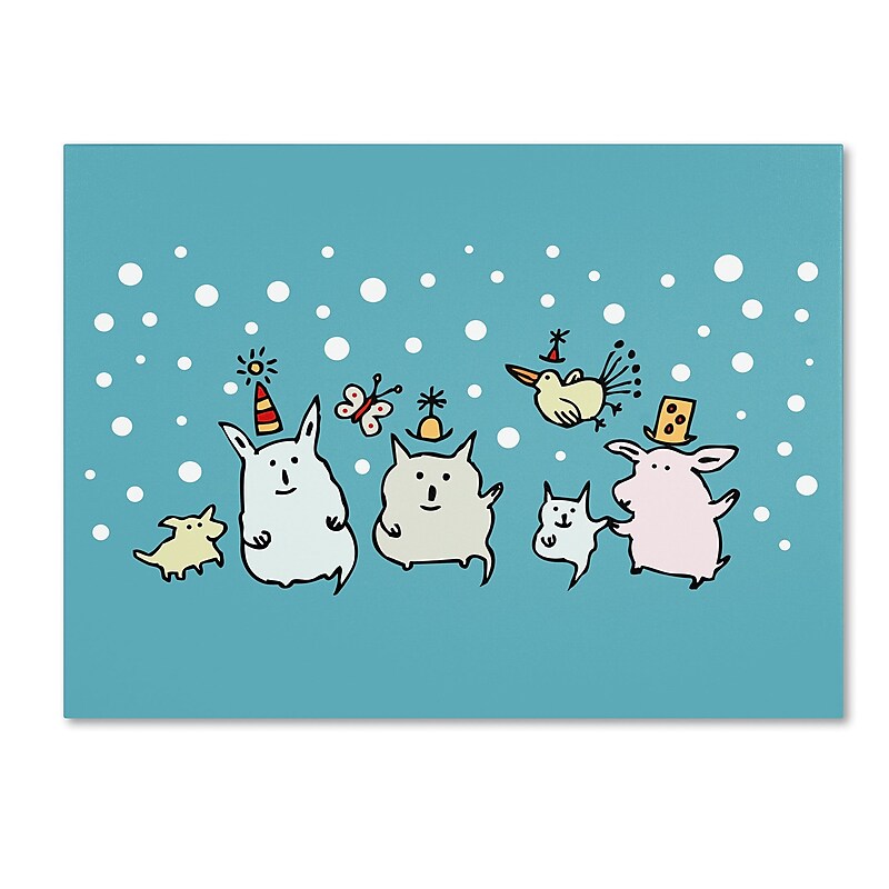 Trademark Carla Martell "Christmas Creatures in Blue" Gallery-Wrapped Canvas Art, 14" x 19" image 1