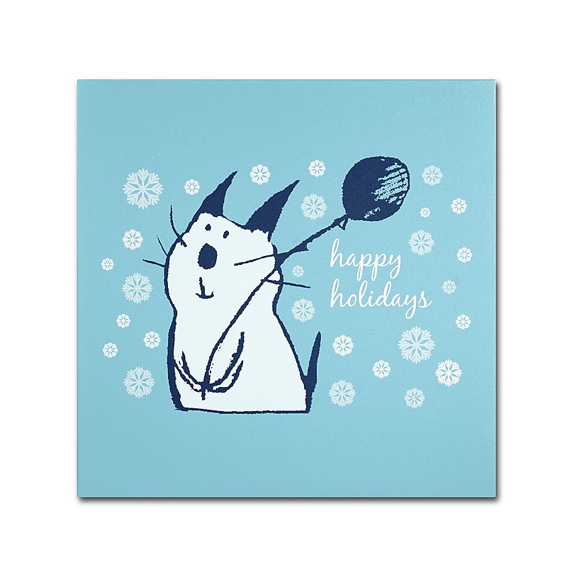 Trademark Carla Martell "Christmas Party Cat" Gallery-Wrapped Canvas Art, 14" x 14" image 1