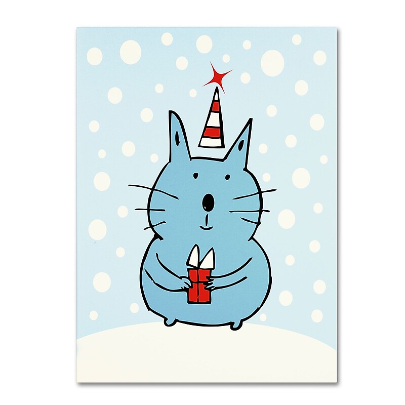 Trademark Carla Martell "Christmas Snow Cat" Gallery-Wrapped Canvas Art, 35" x 47" image 1