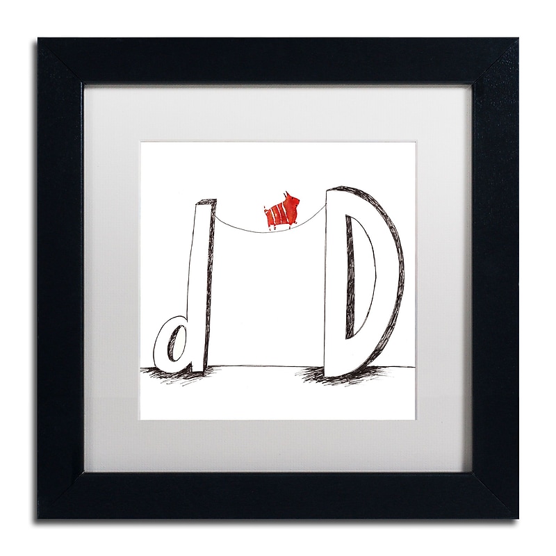 Trademark Carla Martell "D is for Dog" Art, White Matte W/Black Frame, 11" x 11" image 1
