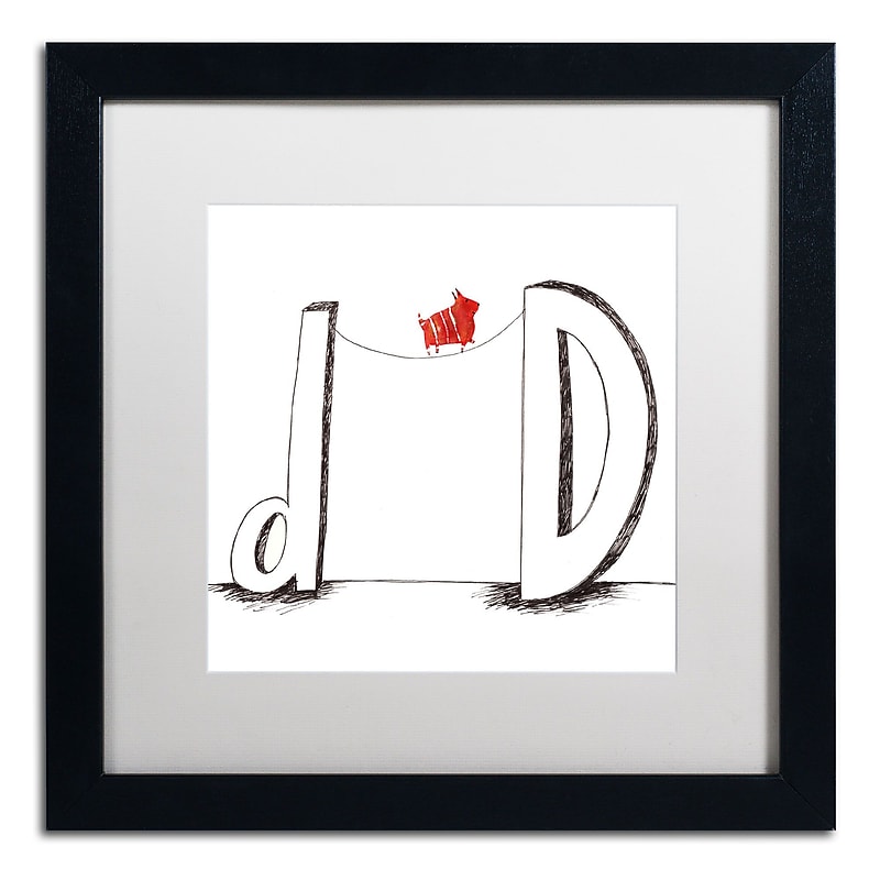 Trademark Carla Martell "D is for Dog" Art, White Matte W/Black Frame, 16" x 16" image 1