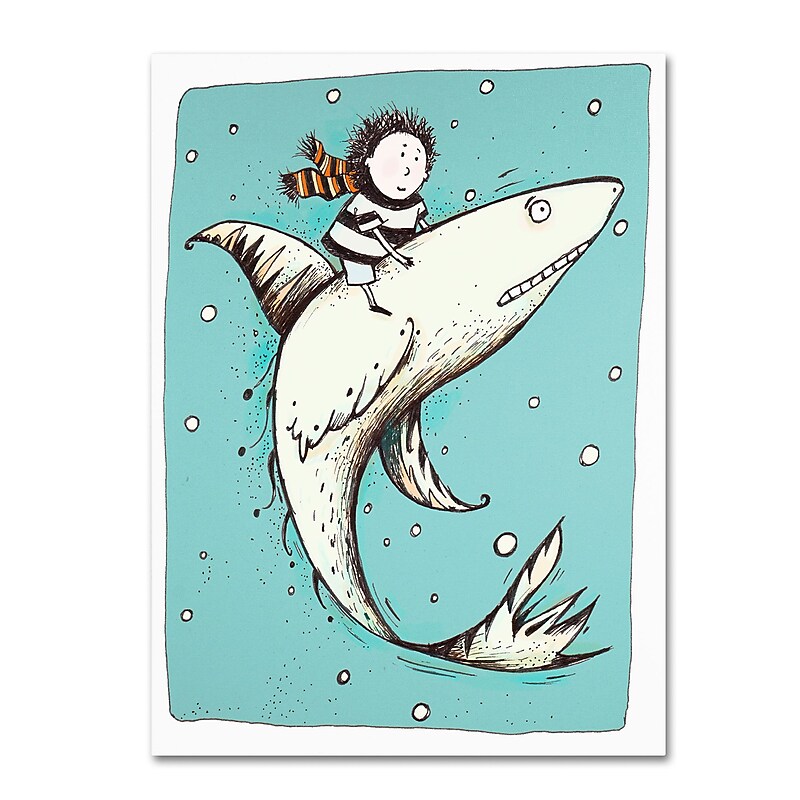 Trademark Carla Martell "Fish Boy" Gallery-Wrapped Canvas Art, 14" x 19" image 1