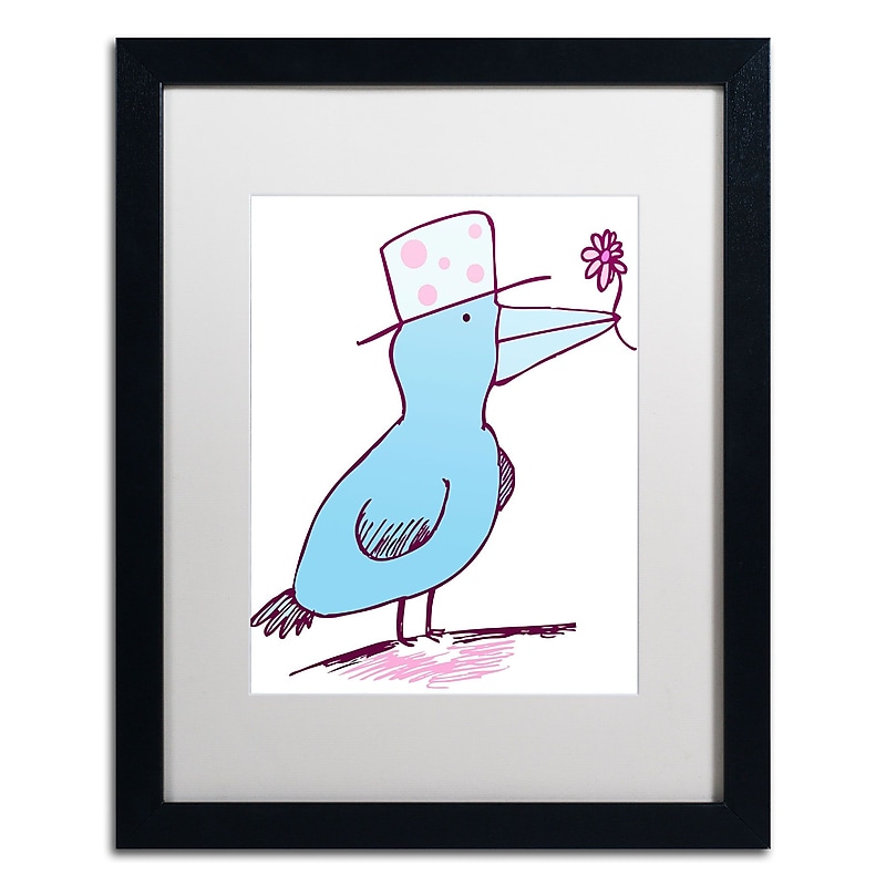 Trademark Carla Martell "Flower Bird" Art, White Matte W/Black Frame, 16" x 20" image 1