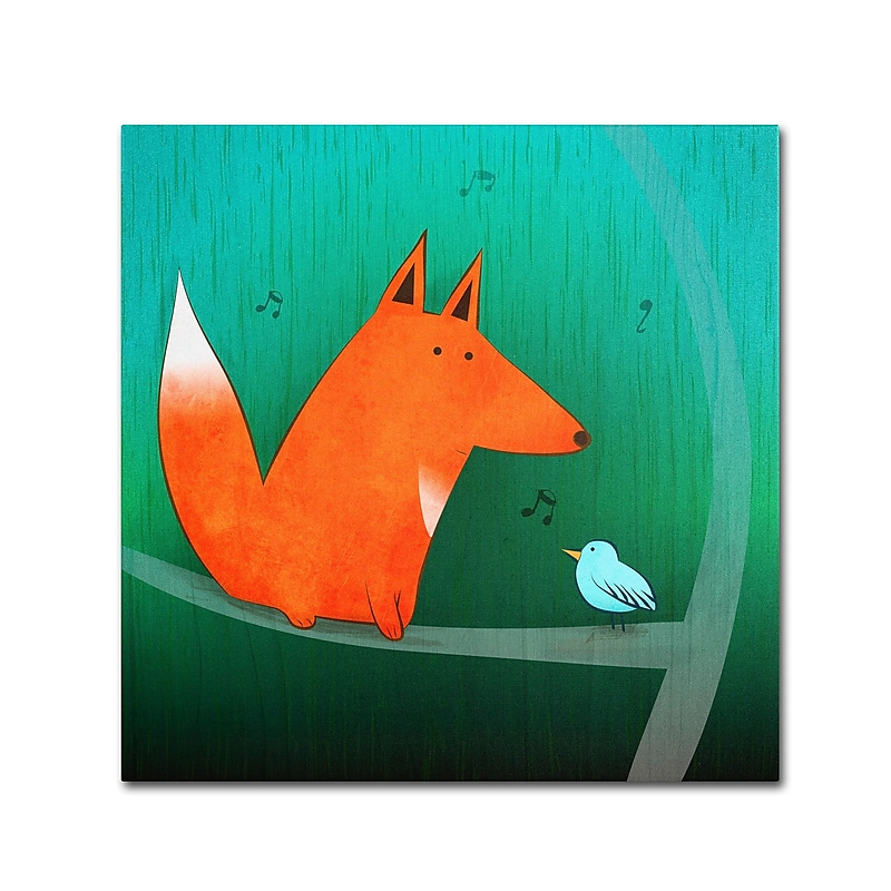 Trademark Carla Martell "Fox in Tree" Gallery-Wrapped Canvas Art, 14" x 14" image 1