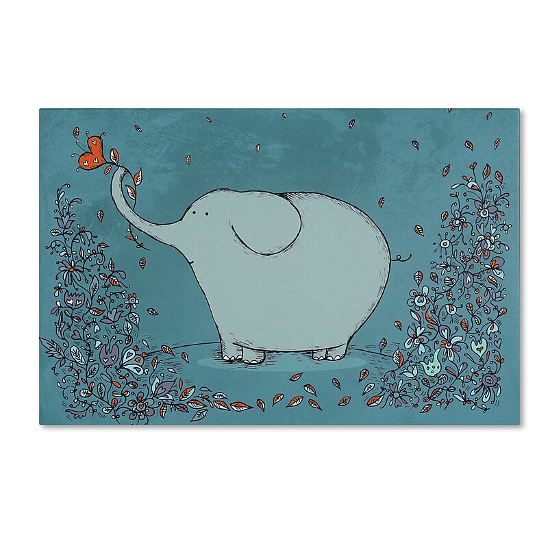 Trademark Carla Martell "Garden Elephant" Gallery-Wrapped Canvas Art, 12" x 19" image 1