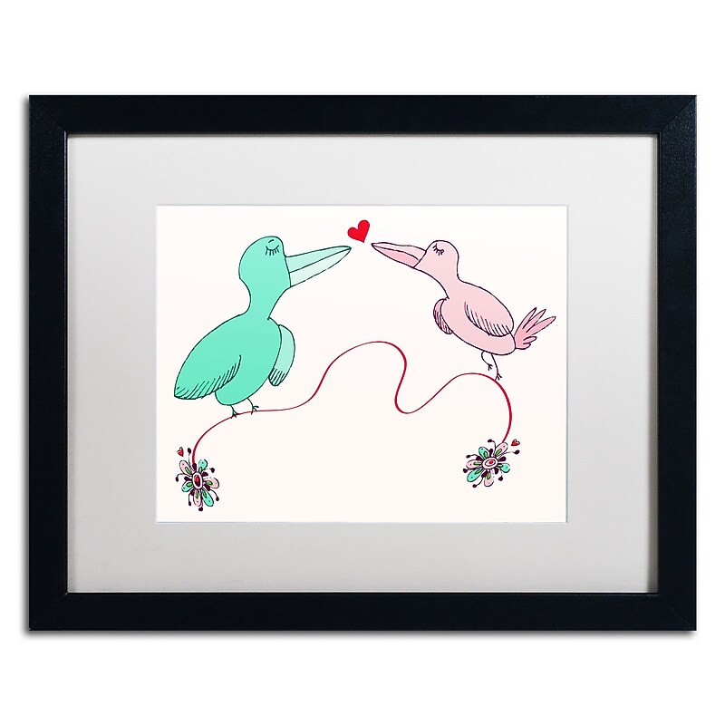 Trademark Carla Martell "Love Birds" Art, White Matte W/Black Frame, 16" x 20" image 1