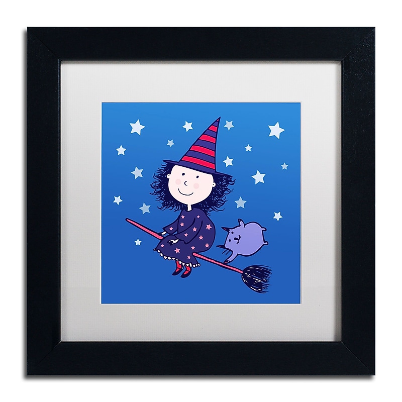 Trademark Carla Martell "Lovely Little Witch" Art, White Matte W/Black Frame, 11" x 11" image 1