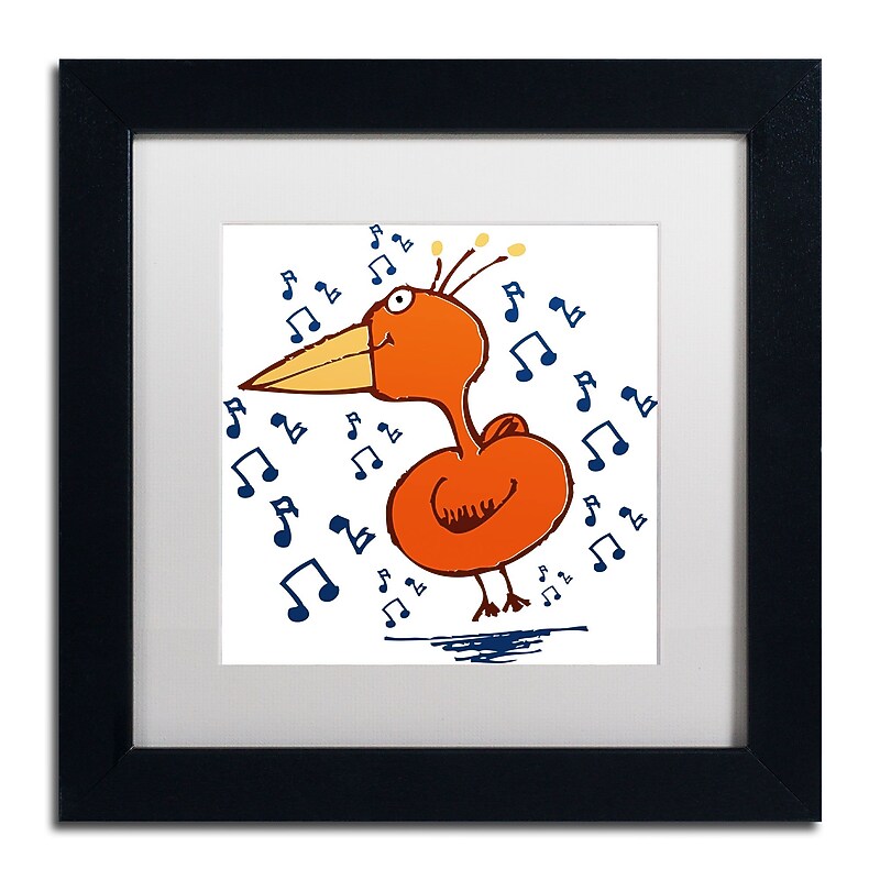 Trademark Carla Martell "Music Bird" Art, White Matte W/Black Frame, 11" x 11" image 1