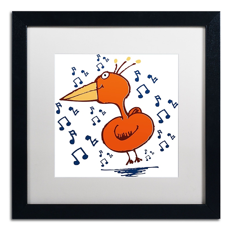 Trademark Carla Martell "Music Bird" Art, White Matte W/Black Frame, 16" x 16" image 1