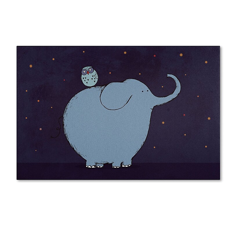 Trademark Carla Martell "Owl and Elephant" Gallery-Wrapped Canvas Art, 22" x 32" image 1
