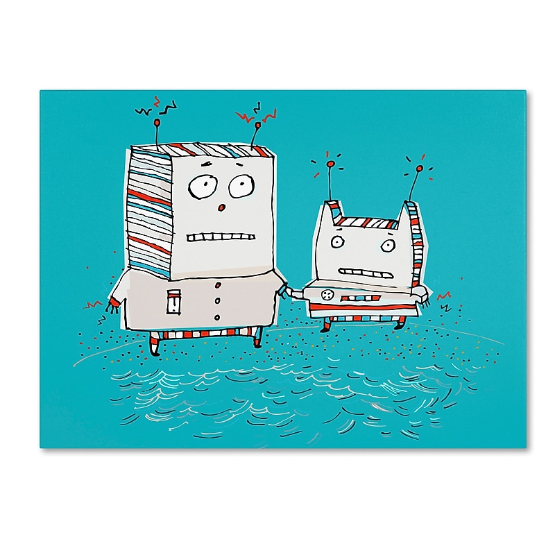 Trademark Carla Martell "Robots on Beach" Gallery-Wrapped Canvas Art, 14" x 19" image 1
