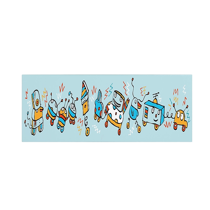 Trademark Carla Martell "Rocking Robots" Gallery-Wrapped Canvas Art, 8" x 24" image 1