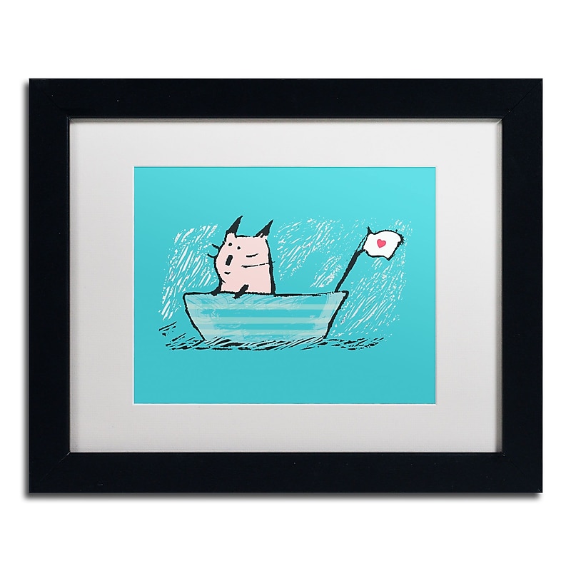Trademark Carla Martell "Sweet Sailor Cat" Art, White Matte W/Black Frame, 11" x 14" image 1