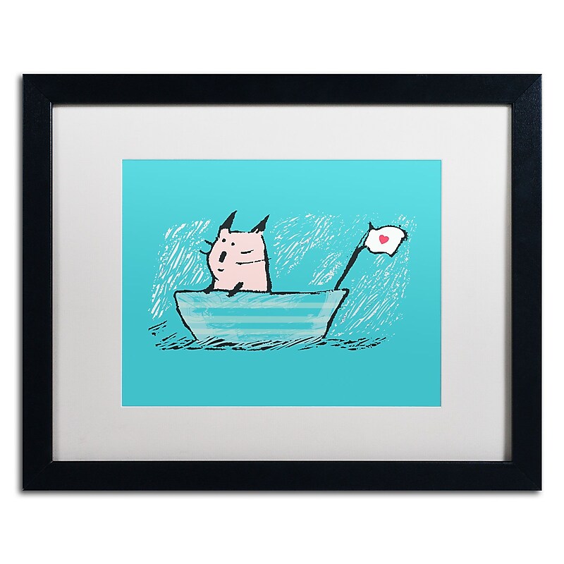 Trademark Carla Martell "Sweet Sailor Cat" Art, White Matte W/Black Frame, 16" x 20" image 1