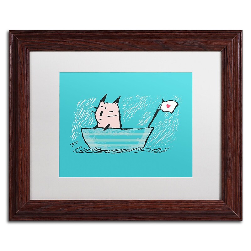 Trademark Carla Martell "Sweet Sailor Cat" Art, White Matte W/Wood Frame, 11" x 14" image 1