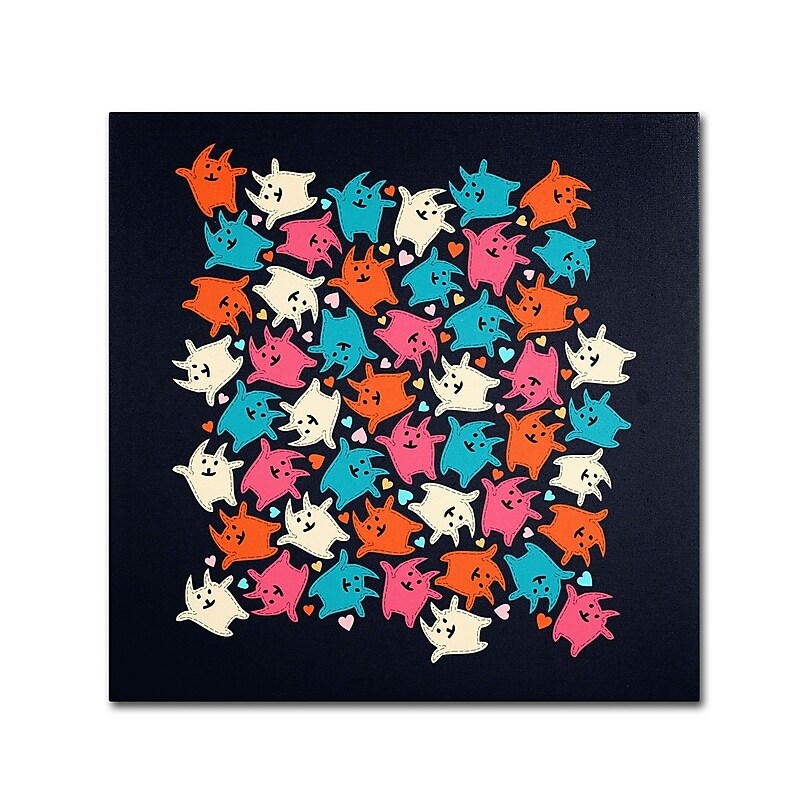 Trademark Carla Martell "Tiny Tumbling Kittens" Gallery-Wrapped Canvas Art, 35" x 35" image 1