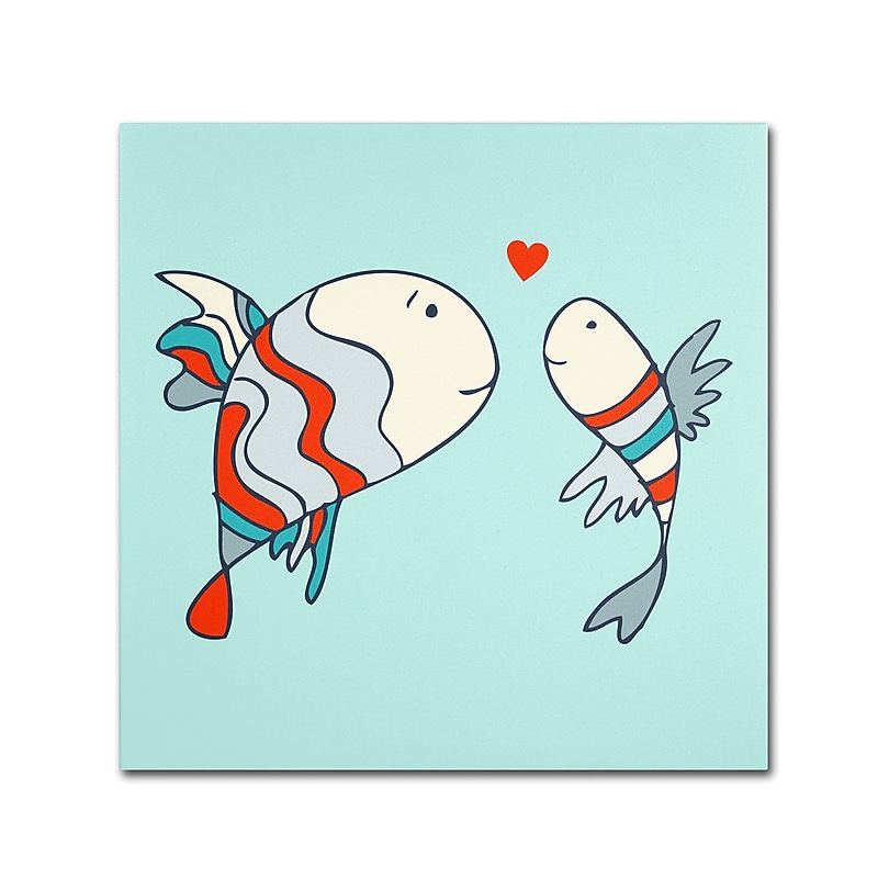 Trademark Carla Martell "Two Little Love Fish" Gallery-Wrapped Canvas Art, 35" x 35" image 1