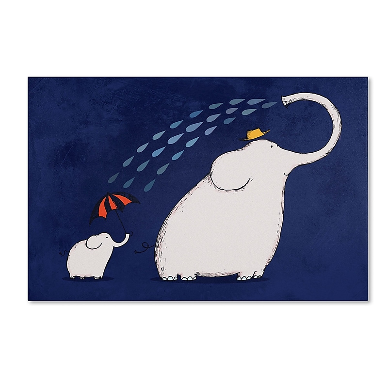 Trademark Carla Martell "Umbrella Elephant" Gallery-Wrapped Canvas Art, 12" x 19" image 1