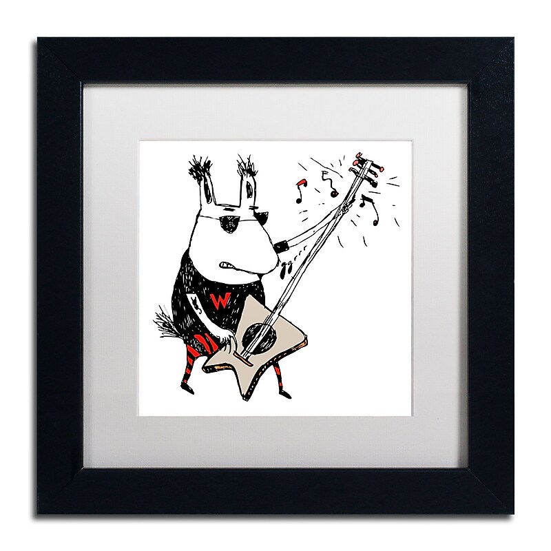 Trademark Carla Martell "Wild Guitar Wolf" Art, White Matte W/Black Frame, 11" x 11" image 1