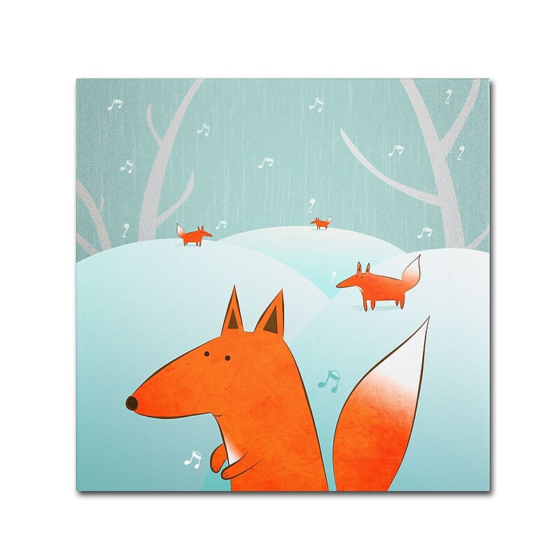 Trademark Carla Martell "Winter Foxes" Gallery-Wrapped Canvas Art, 14" x 14" image 1