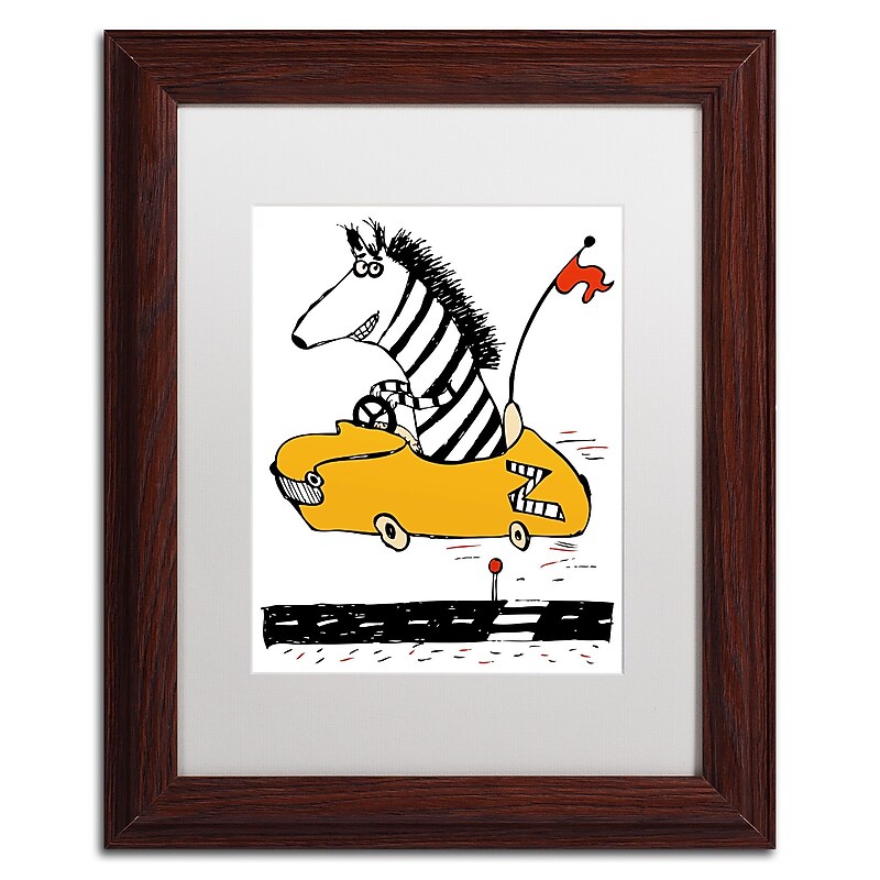 Trademark Carla Martell "Zippy Zebra" Art, White Matte W/Wood Frame, 11" x 14" image 1