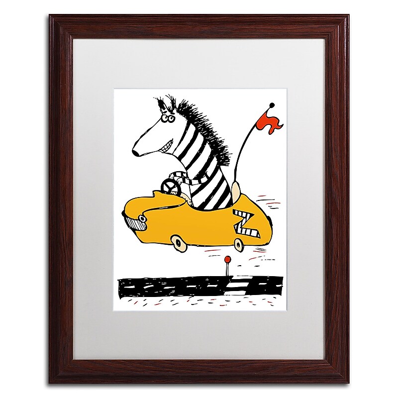 Trademark Carla Martell "Zippy Zebra" Art, White Matte W/Wood Frame, 16" x 20" image 1