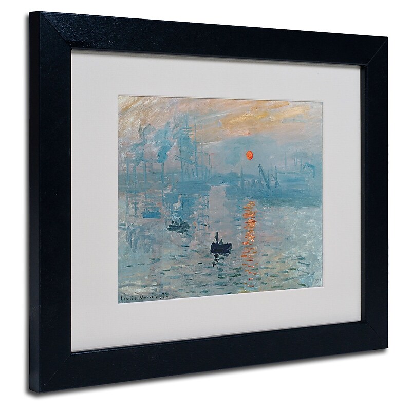Trademark Claude Monet "Impression Sunrise" Art, White Matte With Black Frame, 11" x 14" image 1