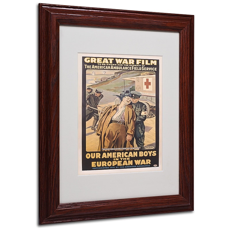 Trademark Victor Tardieu "Our American Boys" Art, White Matte W/Wood Frame, 11" x 14" image 1