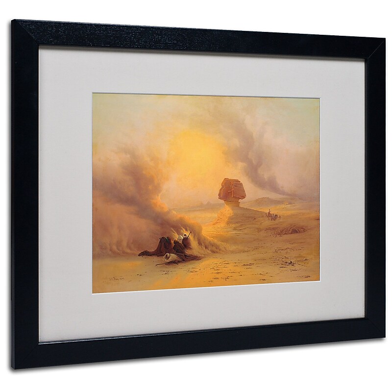 Trademark Johann Frey "Caravan Caught in Sinum Wind" Art, White Matte With Black Frame, 16" x 20" image 1