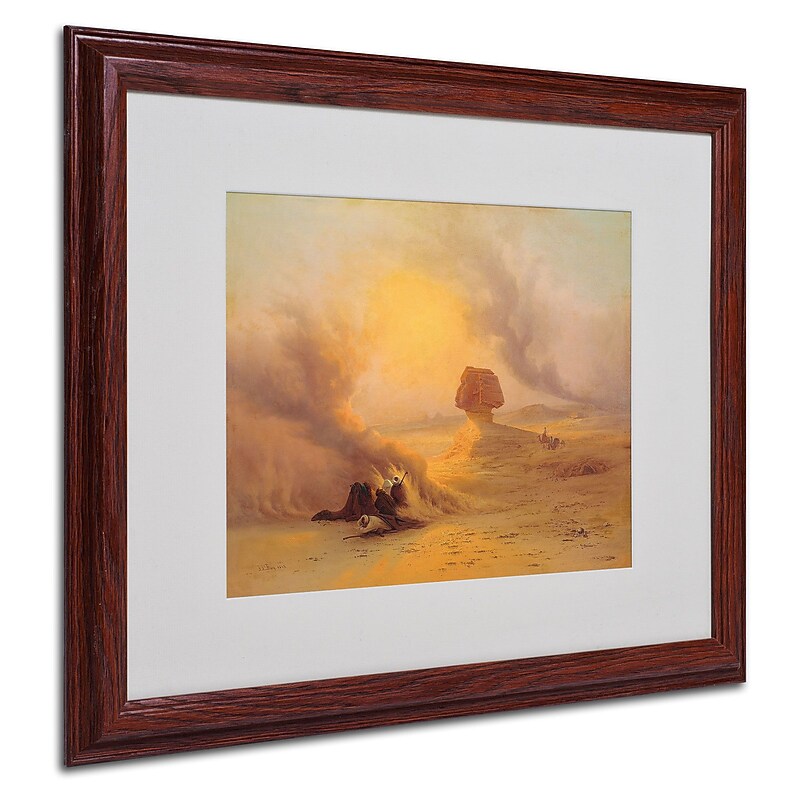Trademark Johann Frey "Caravan Caught in Sinum Wind" Art, White Matte With Wood Frame, 16" x 20" image 1