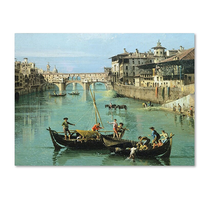 Trademark Canaletto "Arno River and Ponte Vecchio" Gallery-Wrapped Canvas Art, 14" x 19" image 1