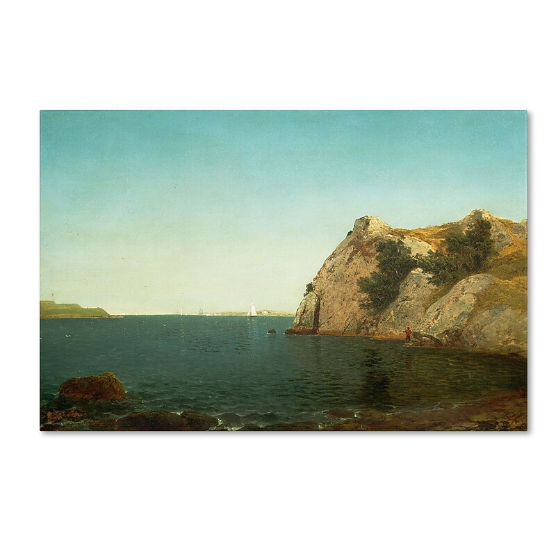 Trademark John Kensett "Beacon Rock Newport Harbour 1857" Gallery-Wrapped Canvas Art, 22" x 32" image 1