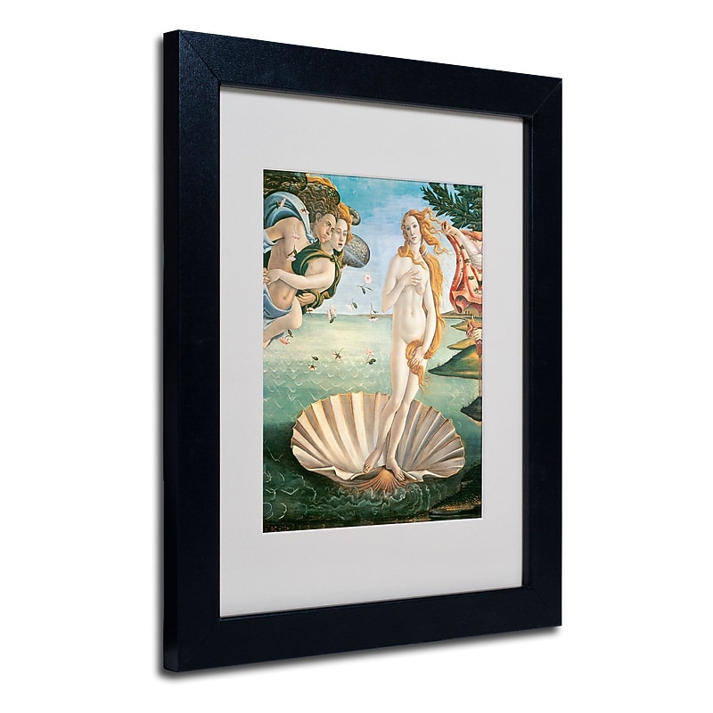 Trademark Dandro Botticelli "Birth of Venus 1484" Art, White Matte With Black Frame, 11" x 14" image 1