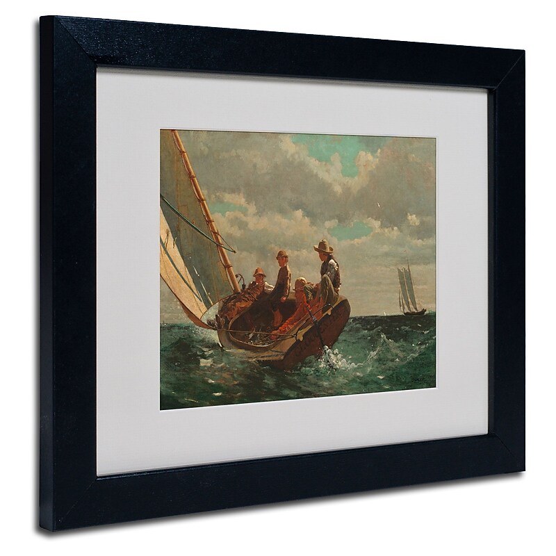 Trademark Winslow Homer "Breezing Up (A Fair Wind)" Art, White Matte With Black Frame, 11" x 14" image 1