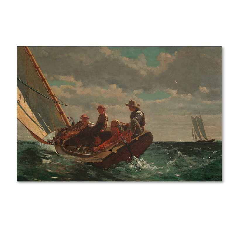 Trademark Winslow Homer "Breezing Up (A Fair Wind) 1873-76" Gallery-Wrapped Canvas Art, 12" x 19" image 1