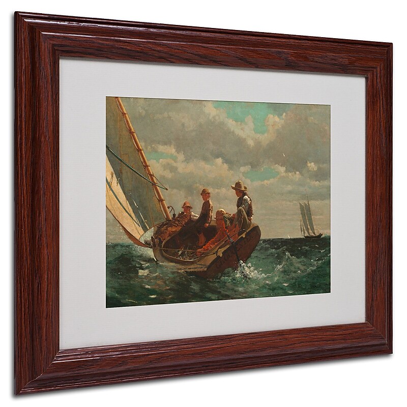 Trademark Winslow Homer "Breezing Up (A Fair Wind)" Art, White Matte With Wood Frame, 11" x 14" image 1