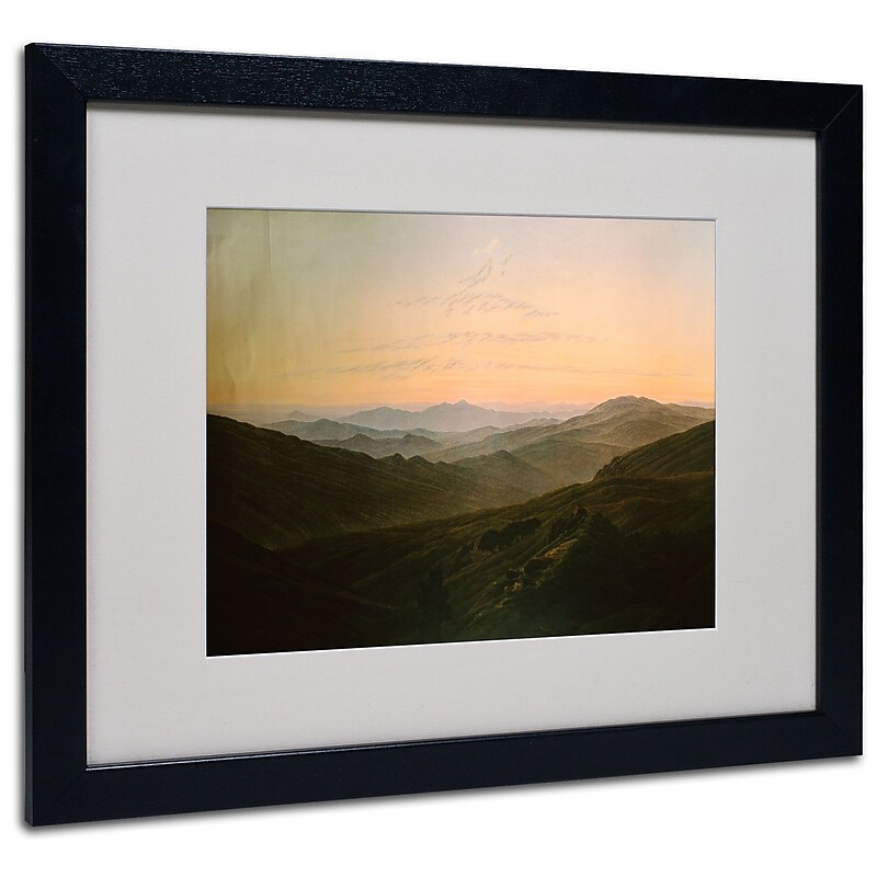 Trademark Caspar David Friedrich "Dawn" Art, White Matte With Black Frame, 16" x 20" image 1