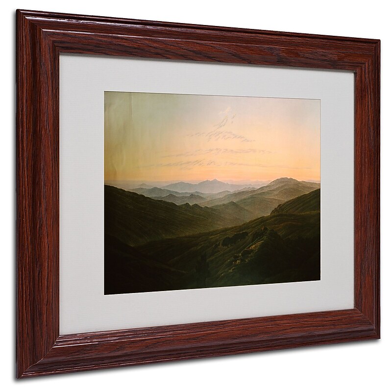 Trademark Caspar David Friedrich "Dawn" Art, White Matte With Wood Frame, 11" x 14" image 1