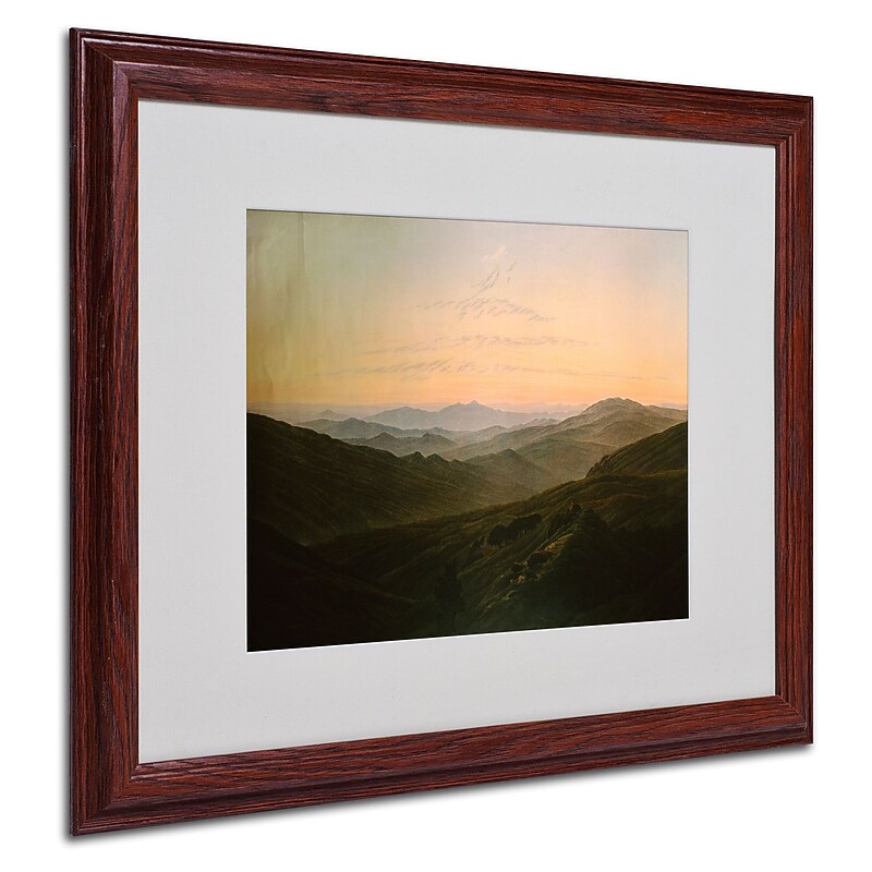 Trademark Caspar David Friedrich "Dawn" Art, White Matte With Wood Frame, 16" x 20" image 1