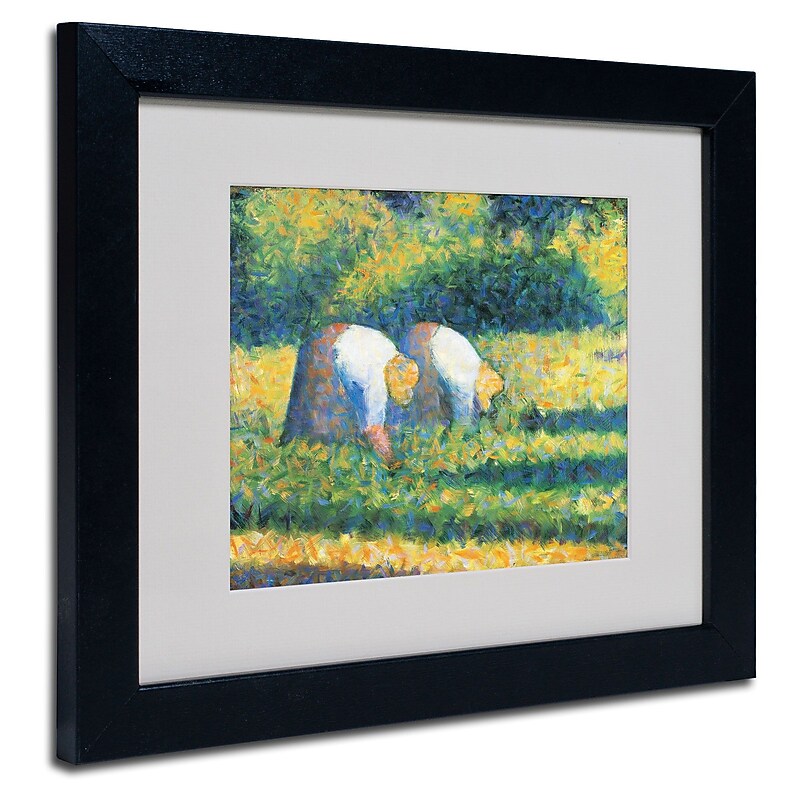 Trademark Georges Seurat "Farmers at Work 1882" Art, White Matte With Black Frame, 11" x 14" image 1