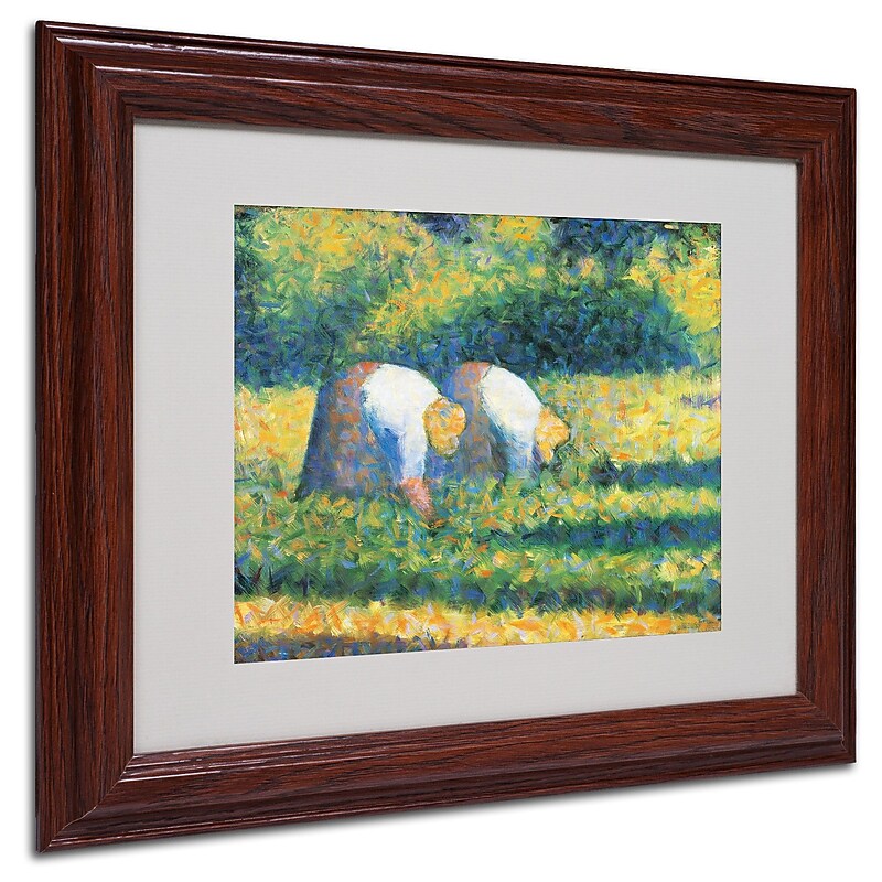 Trademark Georges Seurat "Farmers at Work 1882" Art, White Matte With Wood Frame, 11" x 14" image 1