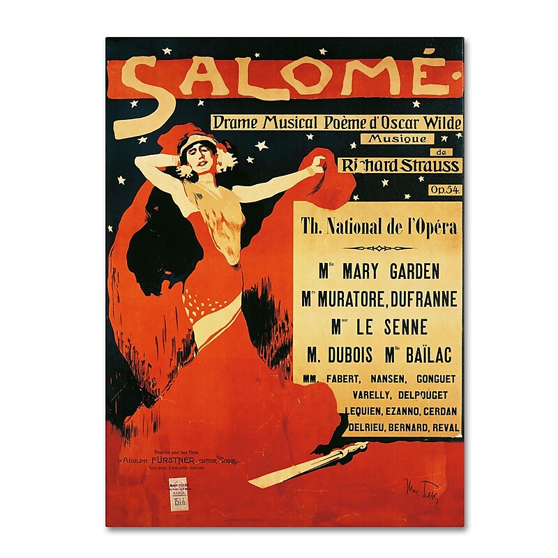 Trademark Richard Strauss "Poster of Opera Salome 1910" Gallery-Wrapped Canvas Art, 35" x 47" image 1