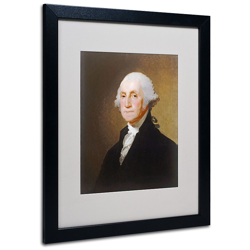 Trademark Gilbert Stuart "George Washington 1821" Art, White Matte W/Black Frame, 16" x 20" image 1