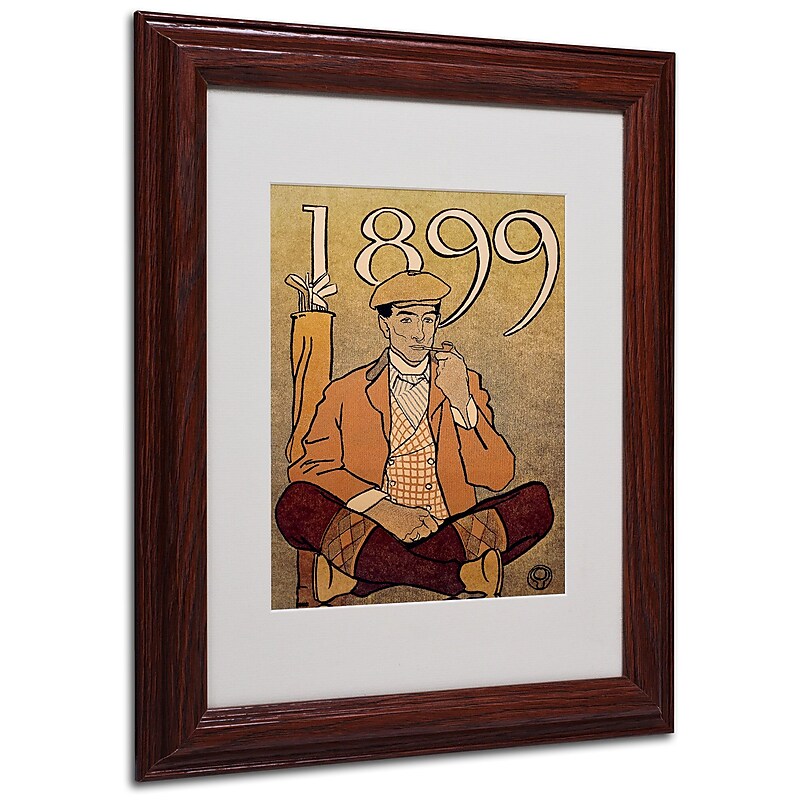 Trademark Edward Penfield "Golf Calendar 1899" Art, White Matte With wood Frame, 11" x 14" image 1