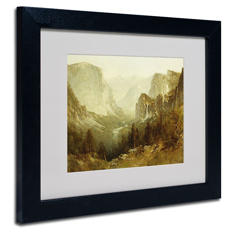 Trademark Thomas Hill "Hunting In Yosemite 1890" Art, White Matte W/Black Frame, 11" x 14" image 1