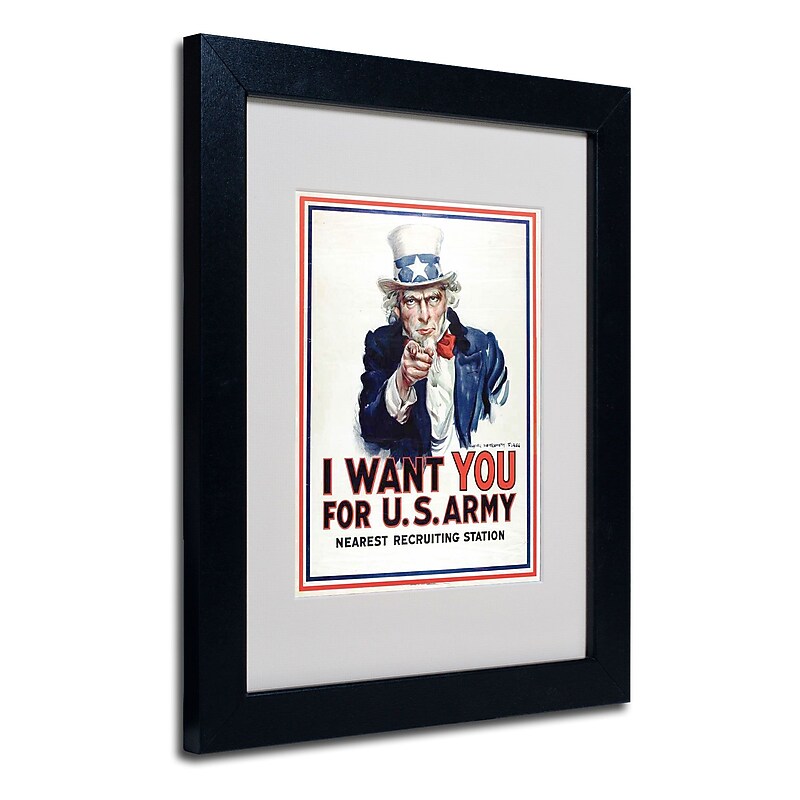 Trademark James Montgomery Flagg "I Want You" Art, White Matte W/Black Frame, 11" x 14" image 1