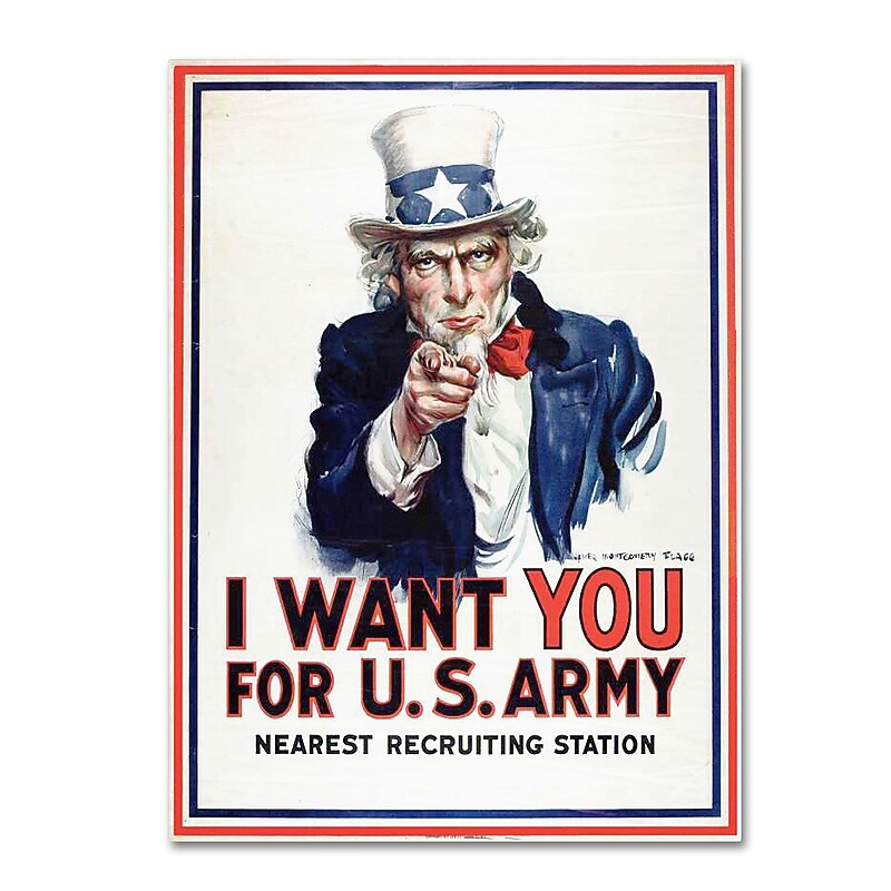 Trademark James Montgomery Flagg "I Want You" Gallery-Wrapped Canvas Art, 35" x 47" image 1