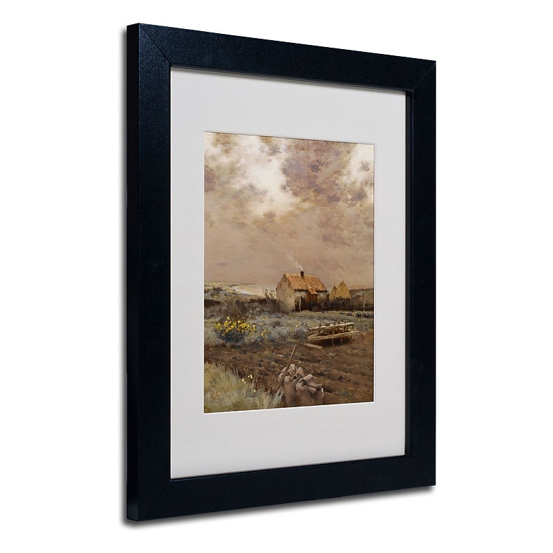 Trademark Jean Cazin "Landscape 1880" Art, White Matte W/Black Frame, 11" x 14" image 1