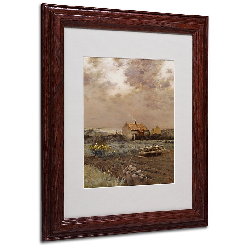 Trademark Jean Cazin "Landscape 1880" Art, White Matte W/Wood Frame, 11" x 14" image 1